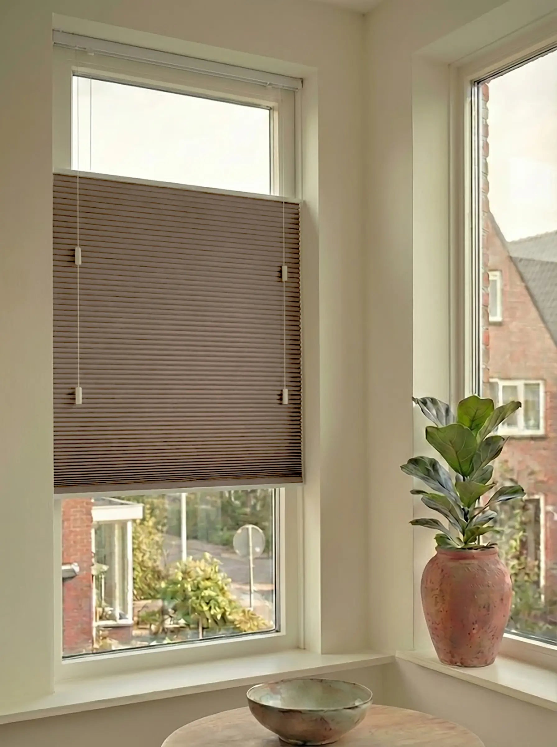 Plisségordijn standaard raam verduisterend - Aqua bruin