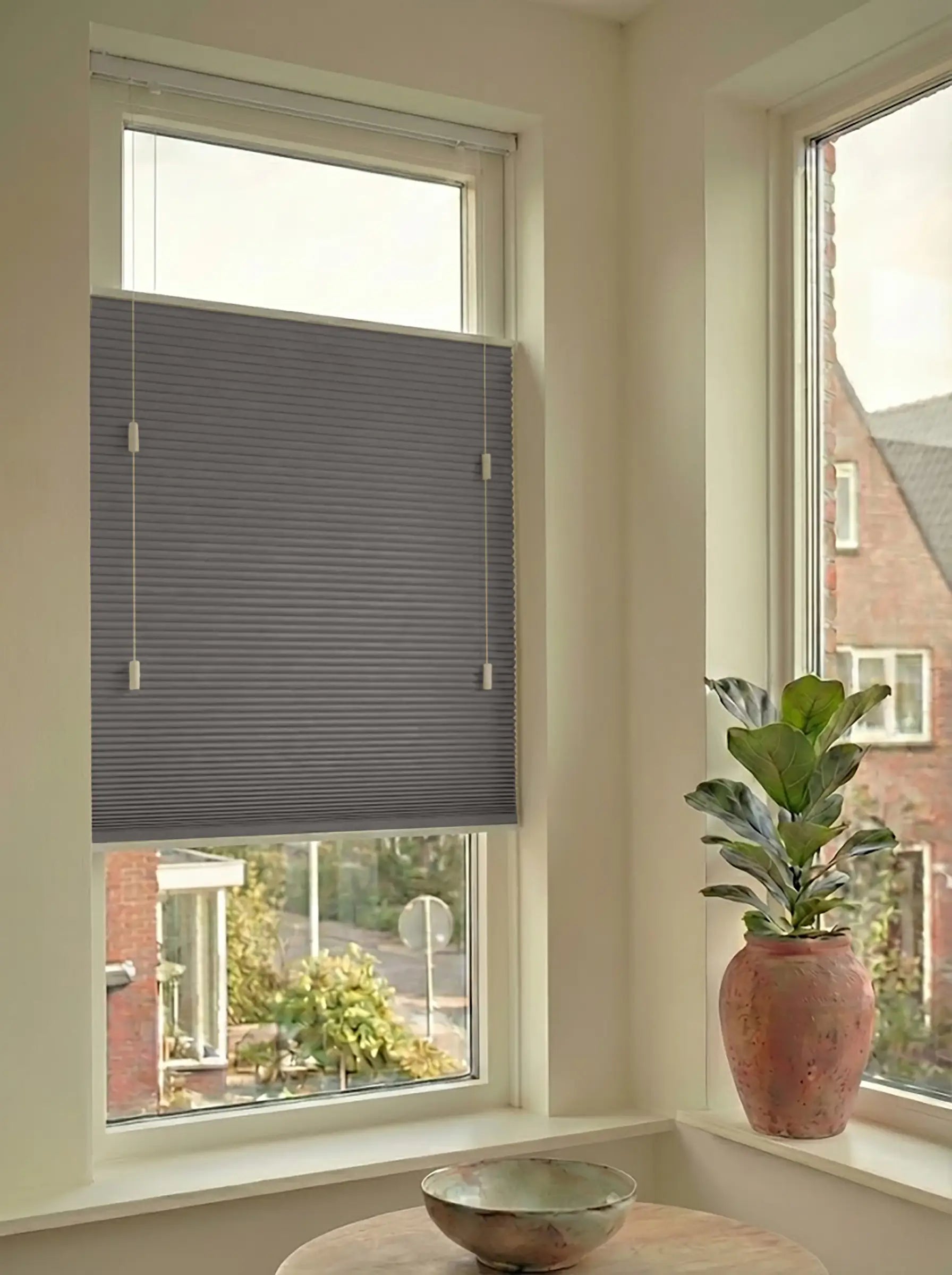 Plisségordijn standaard raam verduisterend - Aqua donkergrijs