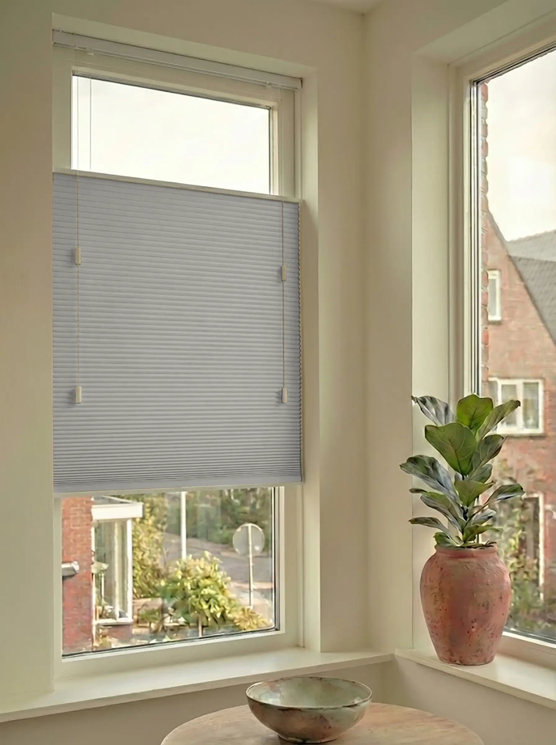Plisségordijn standaard raam verduisterend - Aqua lichtgrijs
