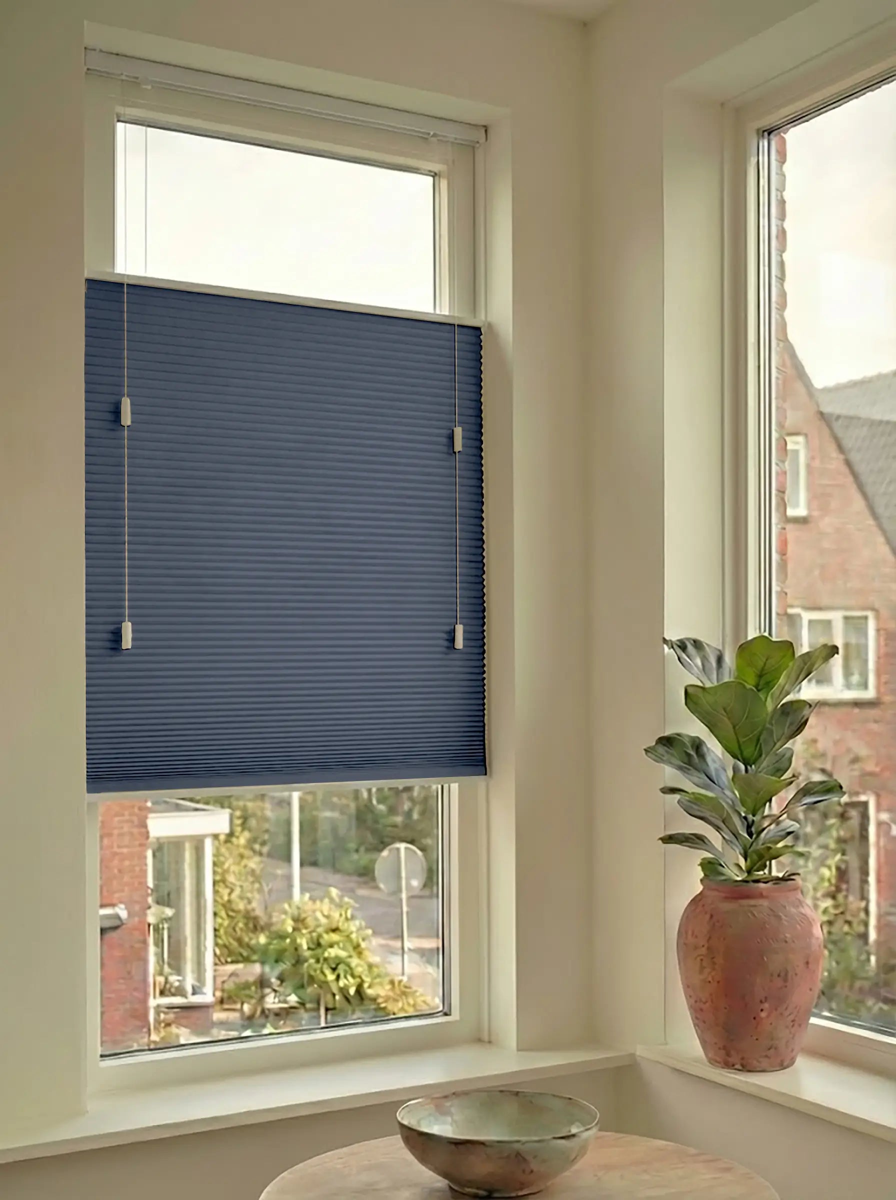 Plisségordijn standaard raam verduisterend - Dense blauw