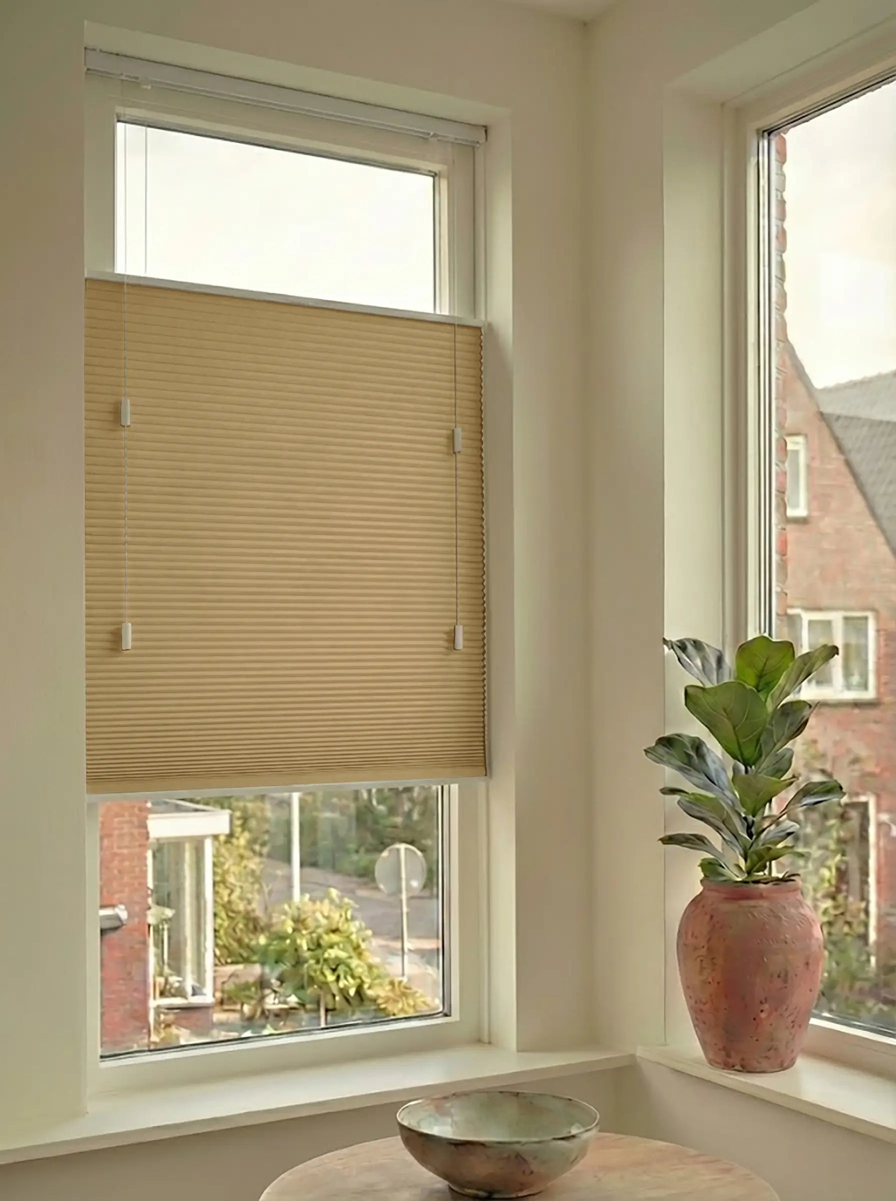 Plisségordijn standaard raam verduisterend - Double bruin