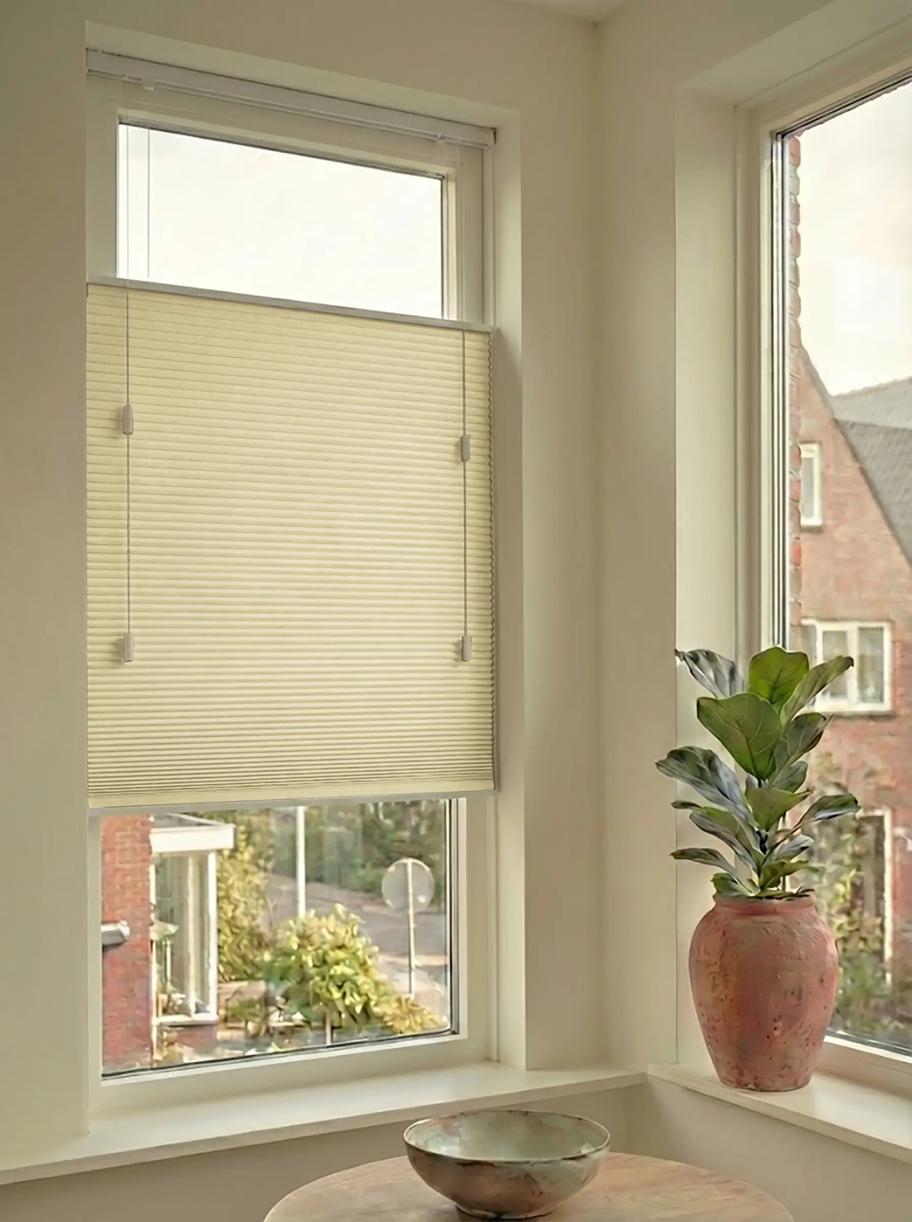 Plisségordijn standaard raam verduisterend - Double licht beige