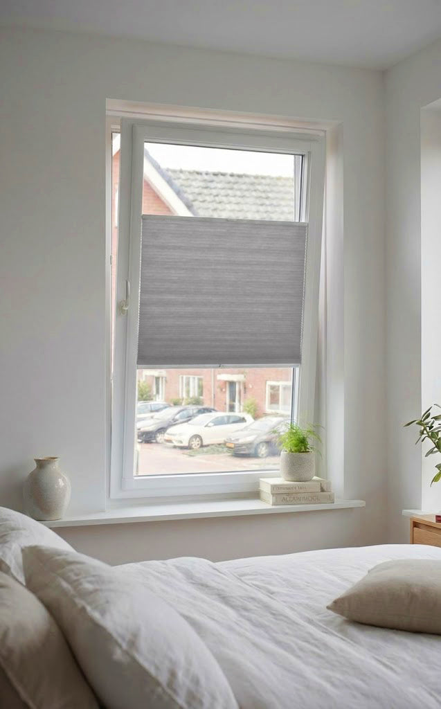 Easy Click Plisségordijn lichtdoorlatend - Double licht grijs