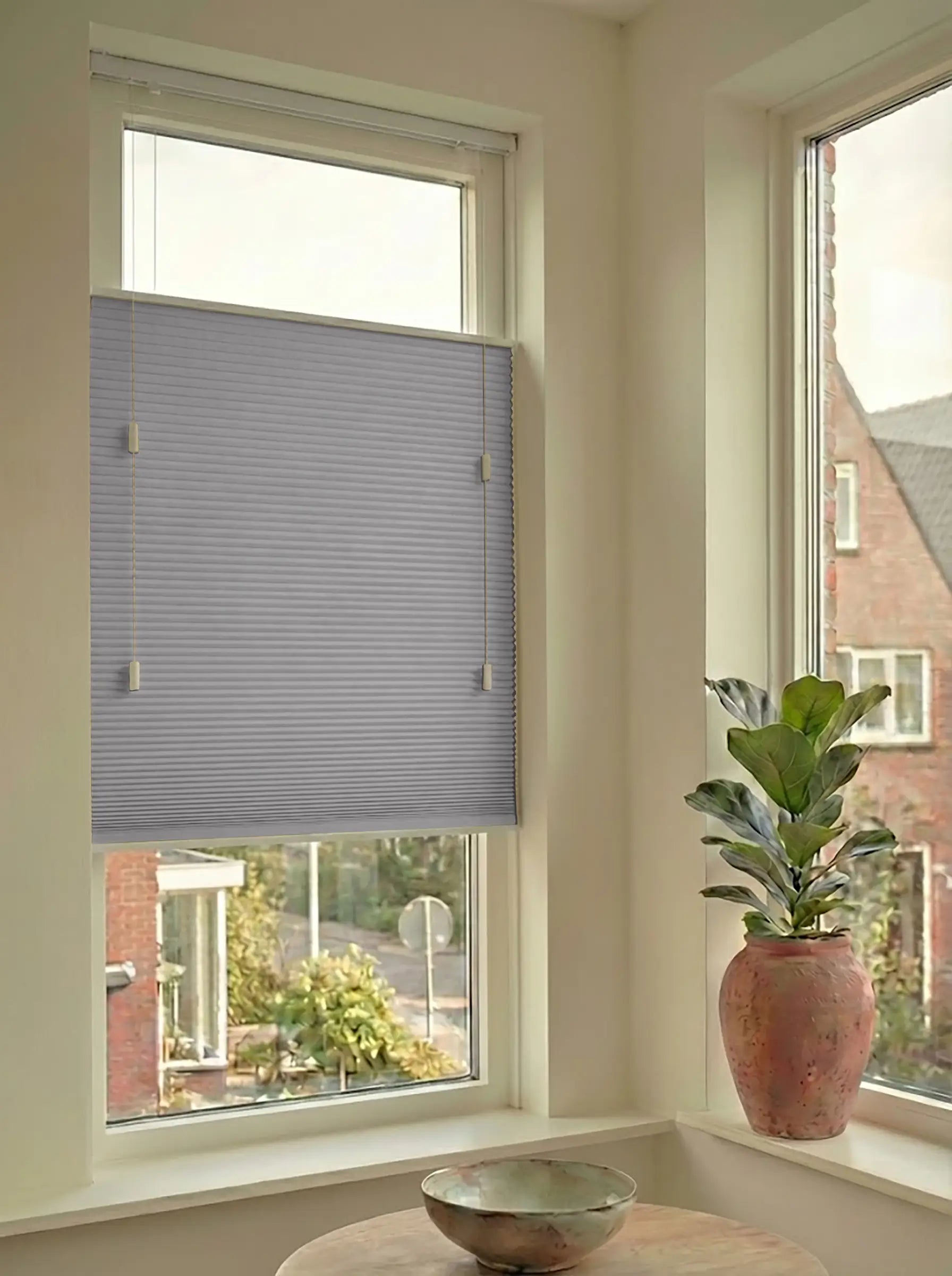 Plisségordijn standaard raam verduisterend - Double licht grijs