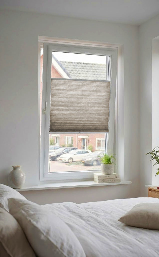 Easy Click Plisségordijn lichtdoorlatend - Double licht taupe