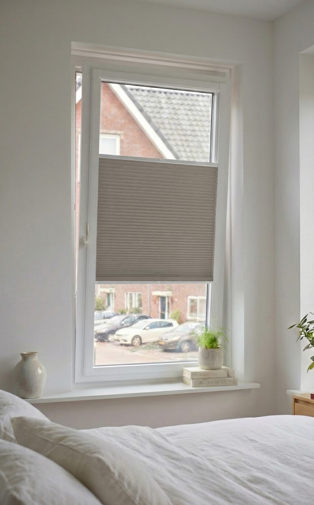 Easy Click Plisségordijn verduisterend - Double licht taupe