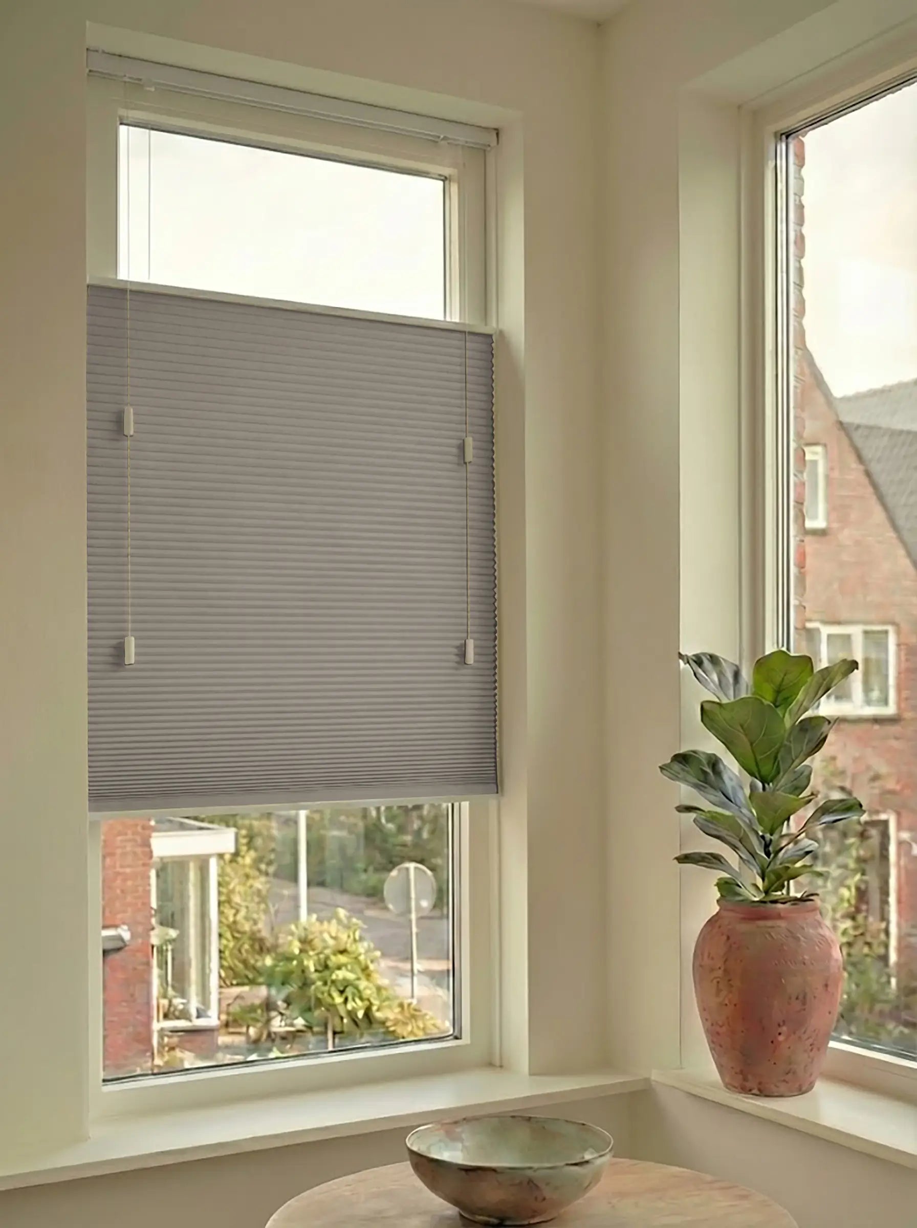 Plisségordijn standaard raam verduisterend - Double licht taupe