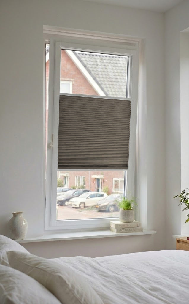 Easy Click Plisségordijn verduisterend - Double taupe bruin