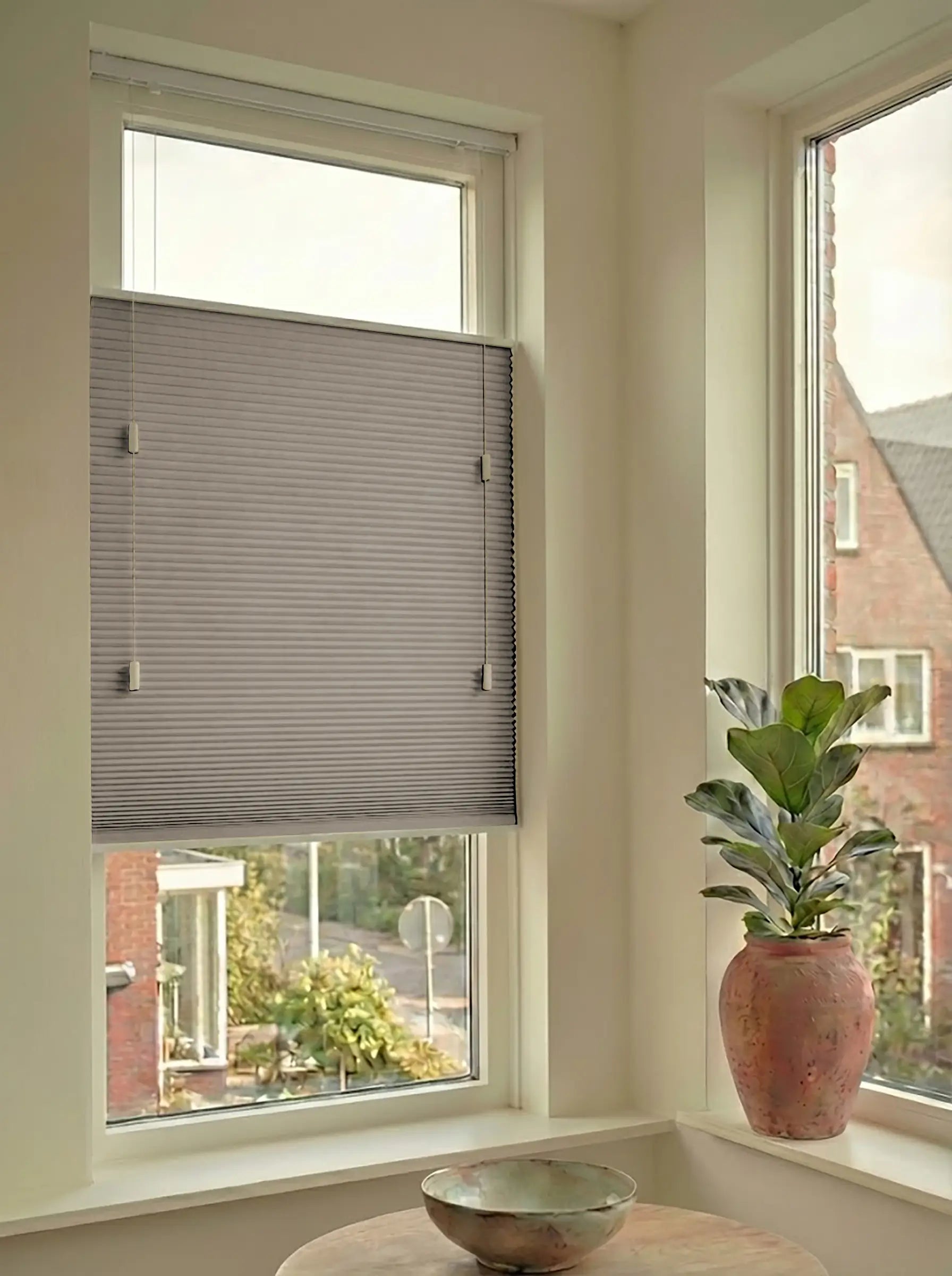 Plisségordijn standaard raam verduisterend - Double taupe bruin