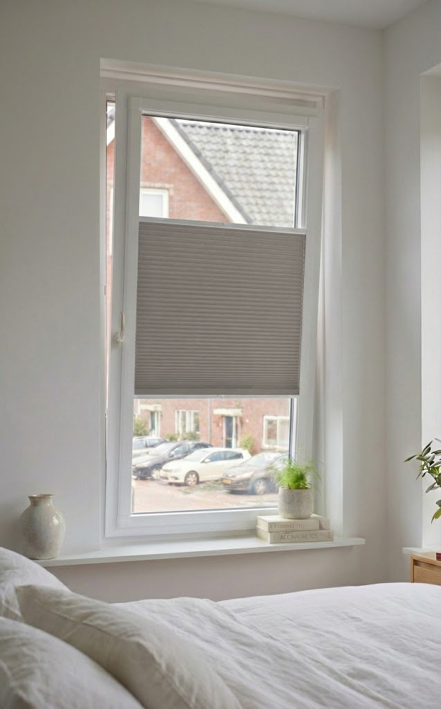 Easy Click Plisségordijn verduisterend - Double taupe grijs