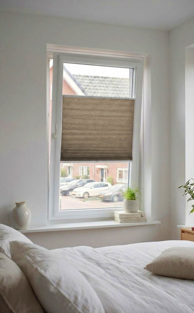 Easy Click Plisségordijn lichtdoorlatend - Double taupe bruin