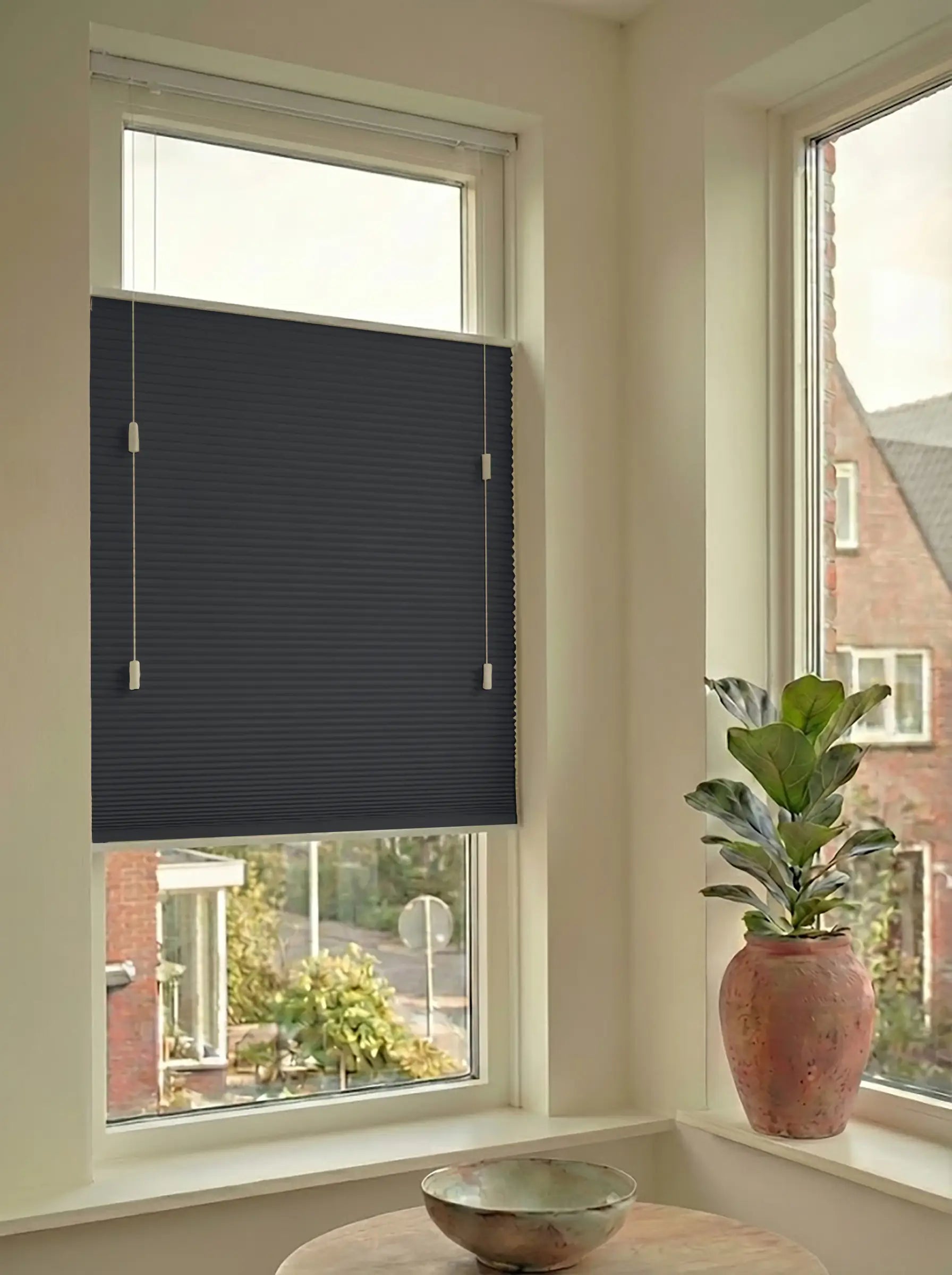 Plisségordijn standaard raam verduisterend - Double zwart