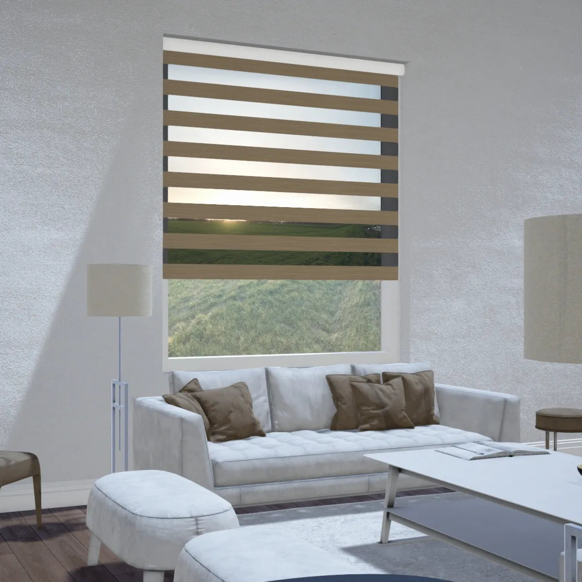 Duo rolgordijn verduisterend - Elegant grijs beige