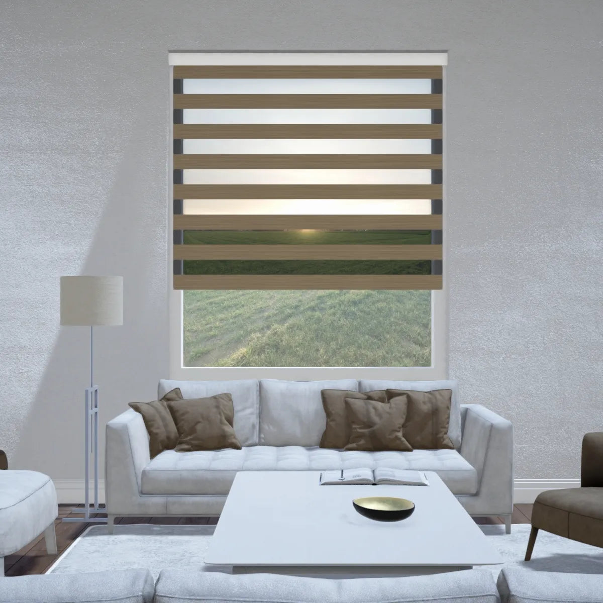 Duo rolgordijn verduisterend - Elegant grijs beige