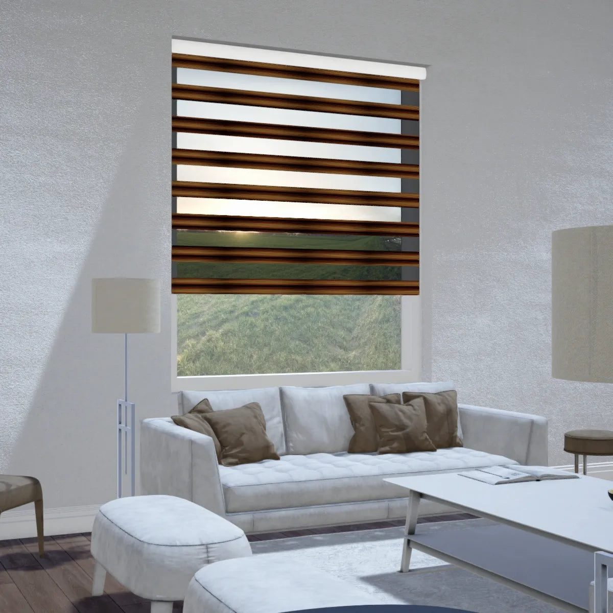 Duo rolgordijn lichtdoorlatend - Horizon donkerbruin