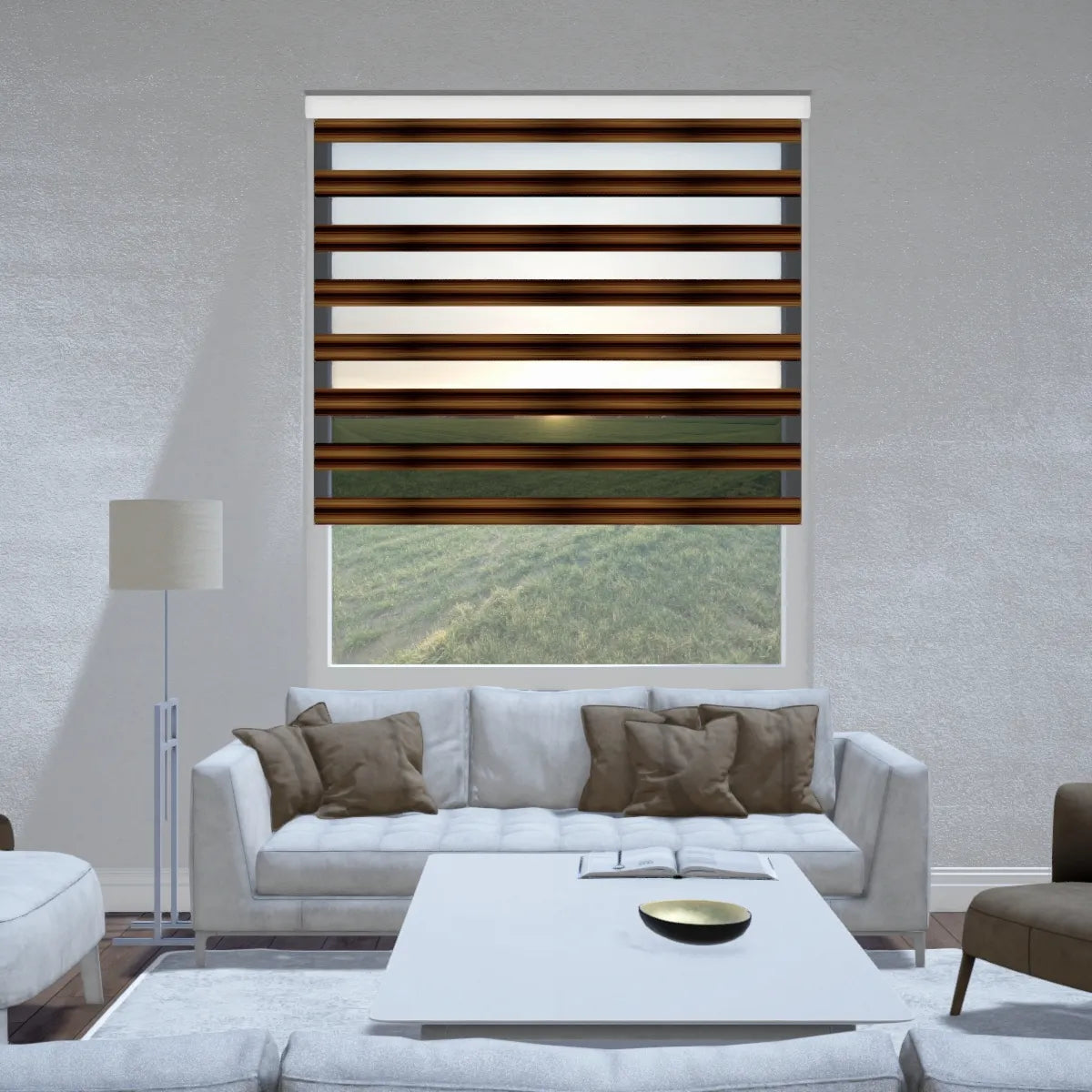 Duo rolgordijn lichtdoorlatend - Horizon donkerbruin