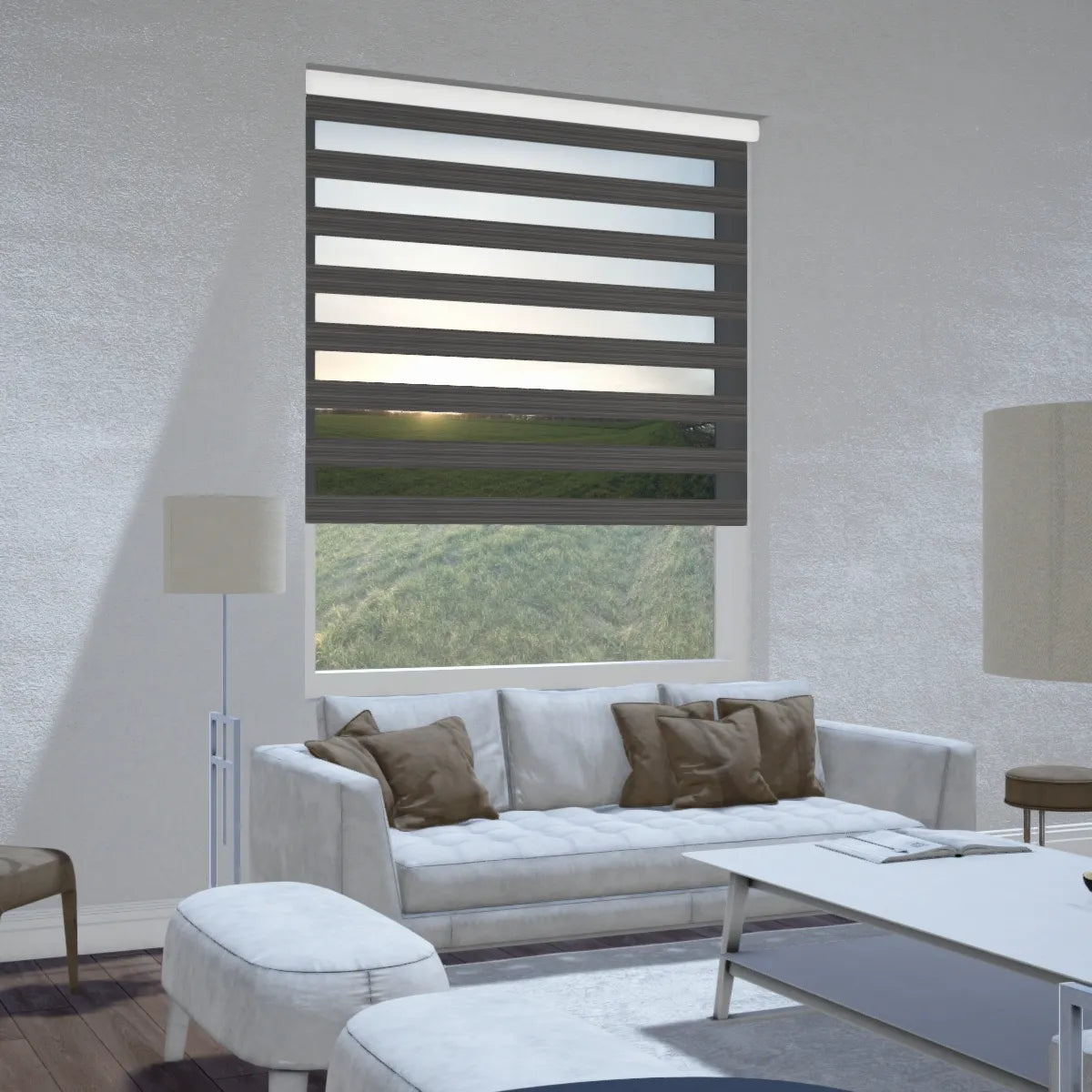 Duo rolgordijn lichtdoorlatend - Prime donkergrijs