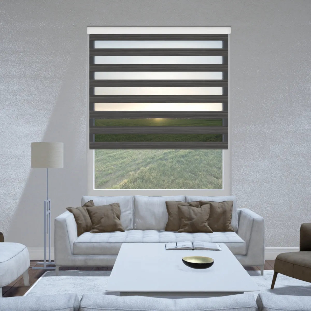 Duo rolgordijn lichtdoorlatend - Prime donkergrijs