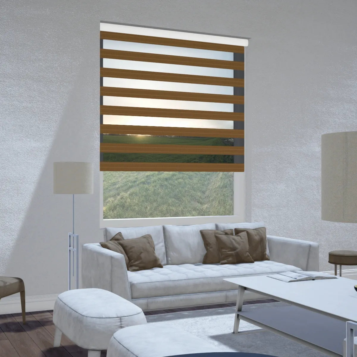 Duo rolgordijn lichtdoorlatend - Pure bruin