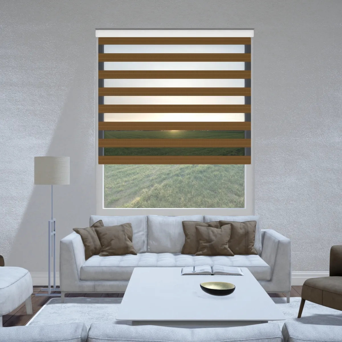 Duo rolgordijn lichtdoorlatend - Pure bruin