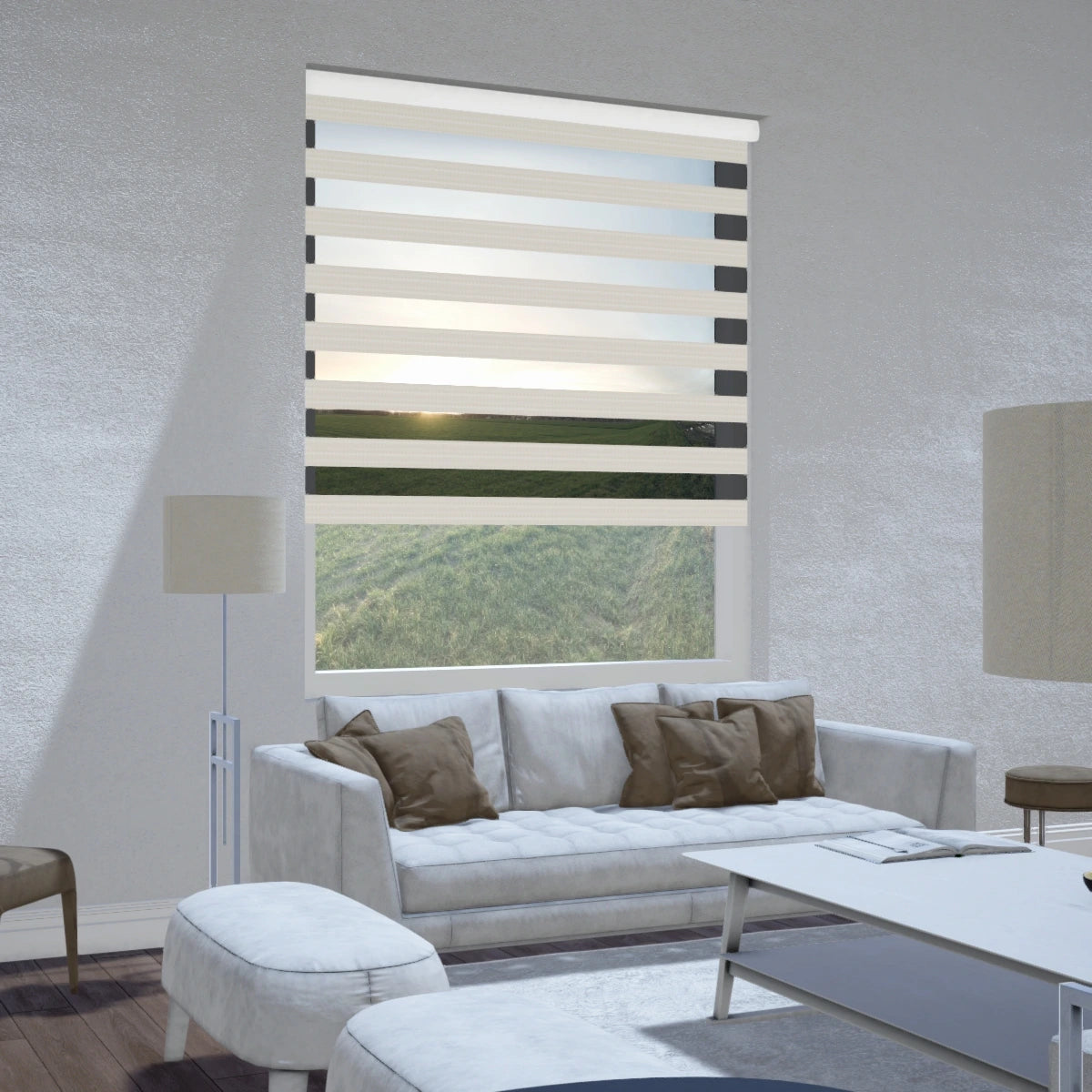 Duo rolgordijn lichtdoorlatend - Pure crème bruin