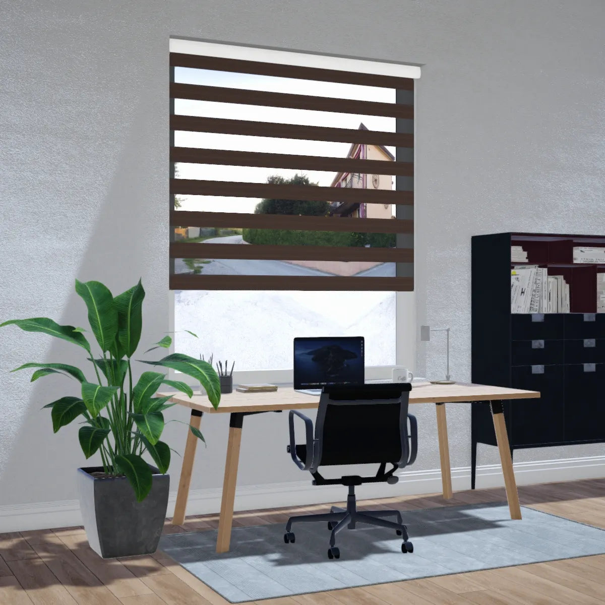 Duo rolgordijn lichtdoorlatend - Pure donkerbruin