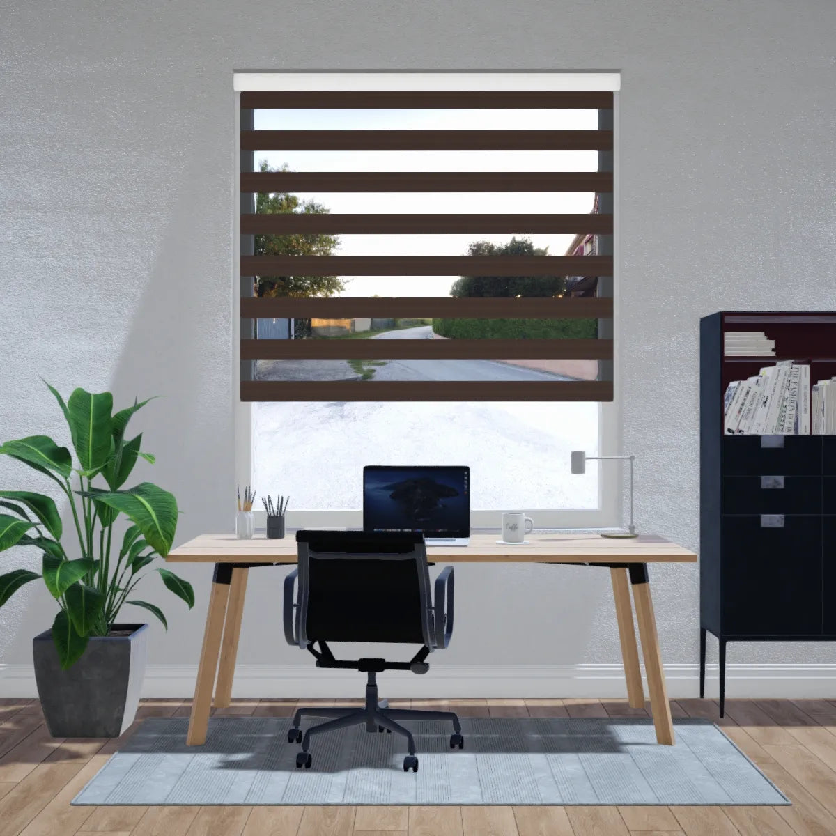 Duo rolgordijn lichtdoorlatend - Pure donkerbruin