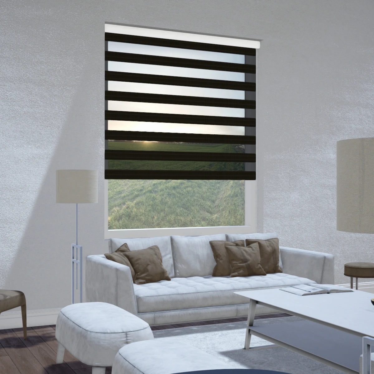 Duo rolgordijn lichtdoorlatend - Pure donkergrijs