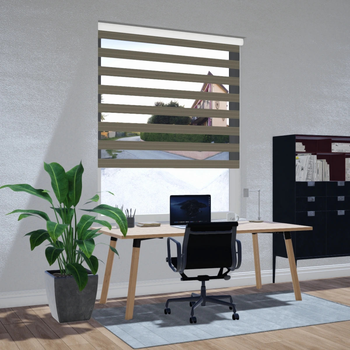 duo rolgordijn lichtdoorlatend pure grijs moderne elegante raamdecoratie met optimale lichtinval en strakke afwerking