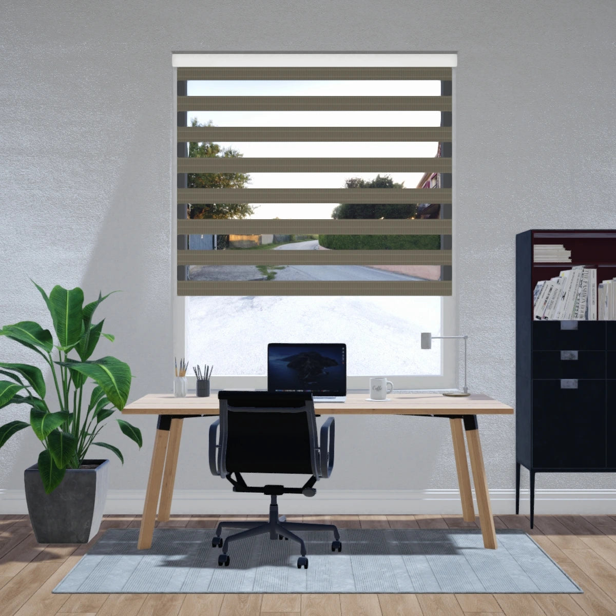 duo rolgordijn lichtdoorlatend pure grijs moderne elegante raamdecoratie met optimale lichtinval en strakke afwerking