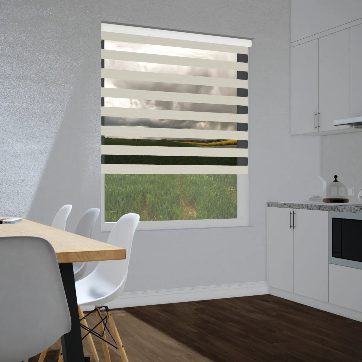 Duo rolgordijn lichtdoorlatend - Puzzle crème