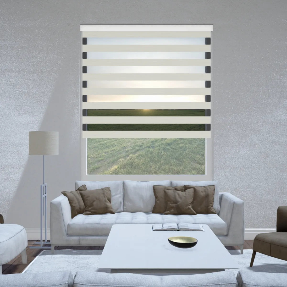 Duo rolgordijn lichtdoorlatend - Wave crème