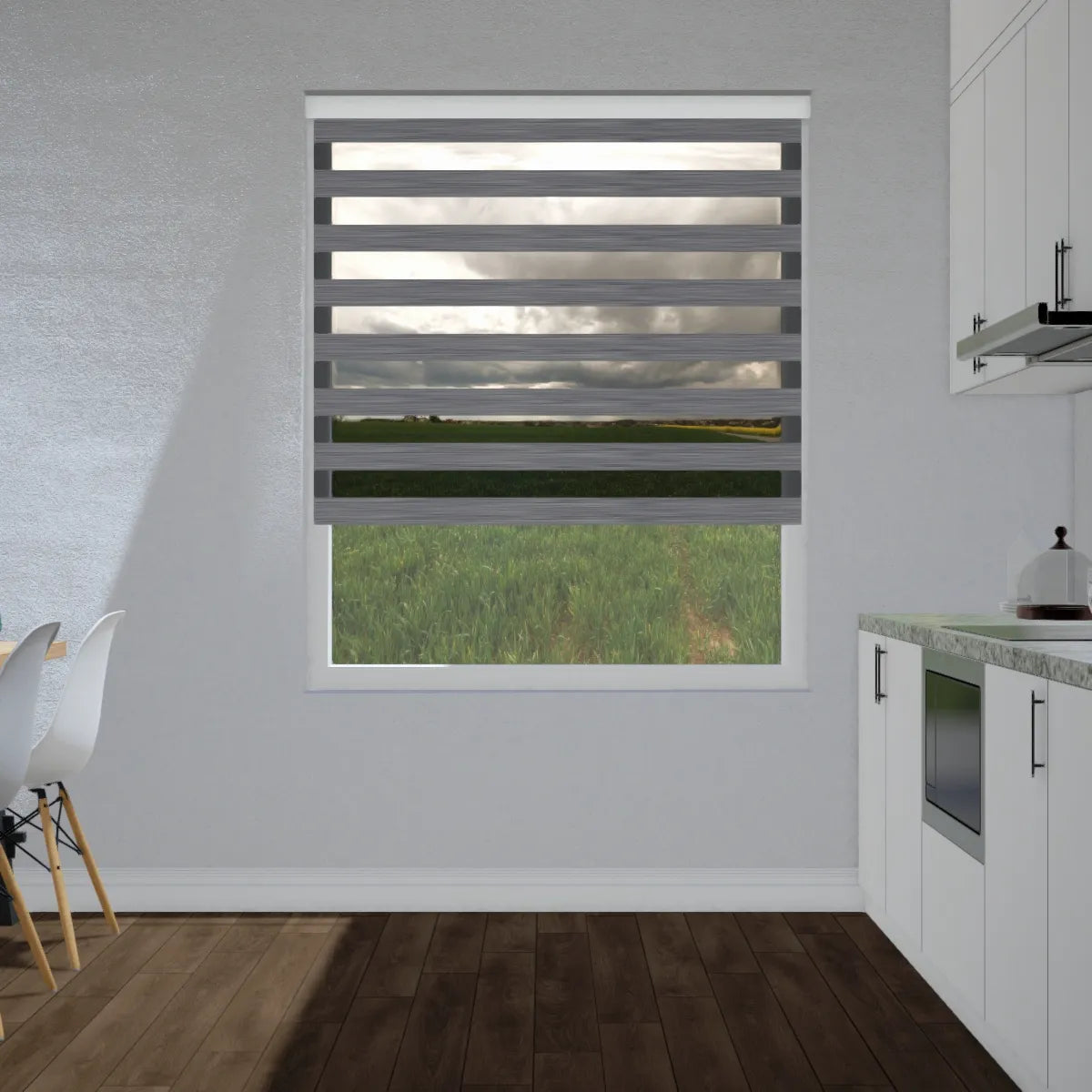 Duo rolgordijn lichtdoorlatend - Wave grijs