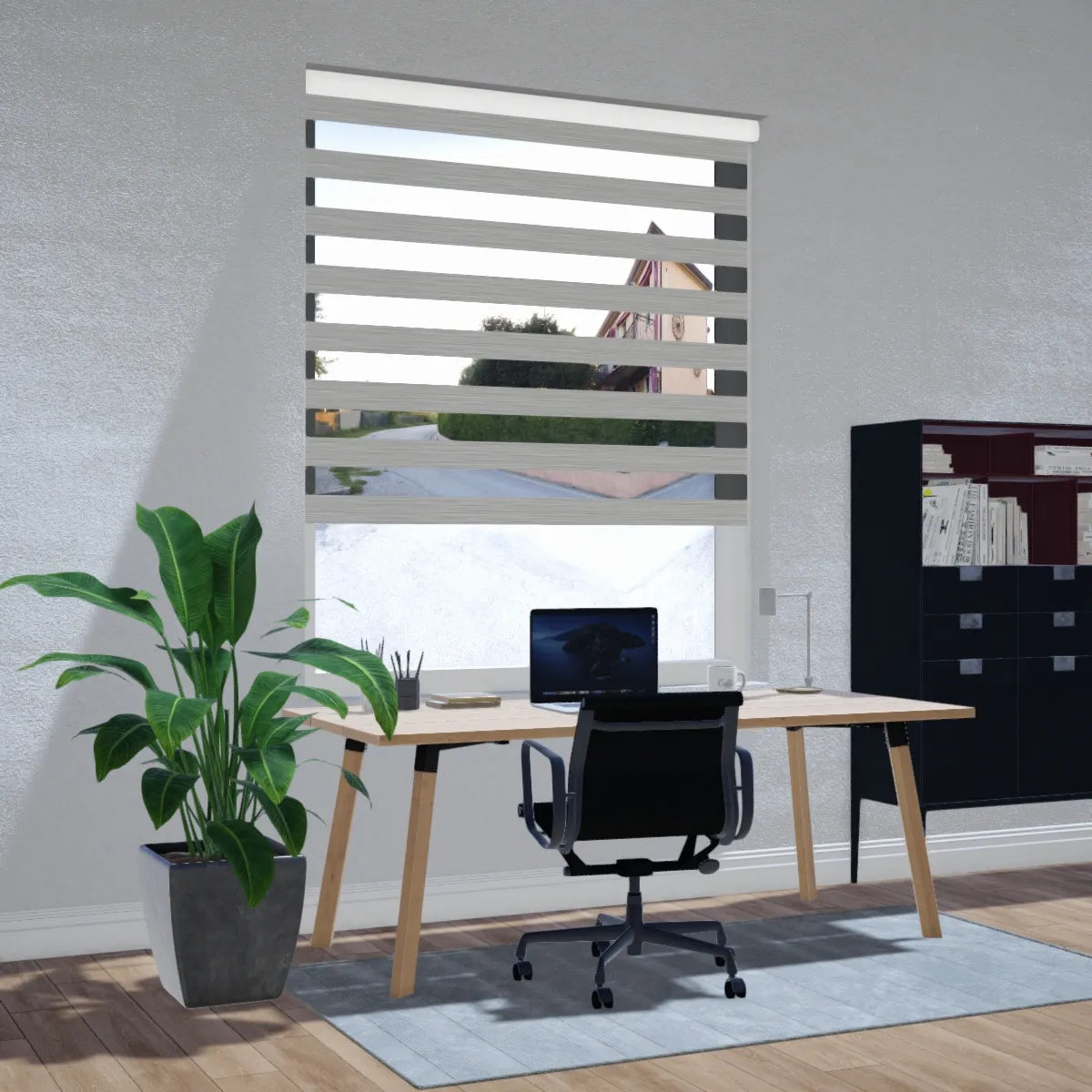 Duo rolgordijn lichtdoorlatend - Wave lichtgrijs