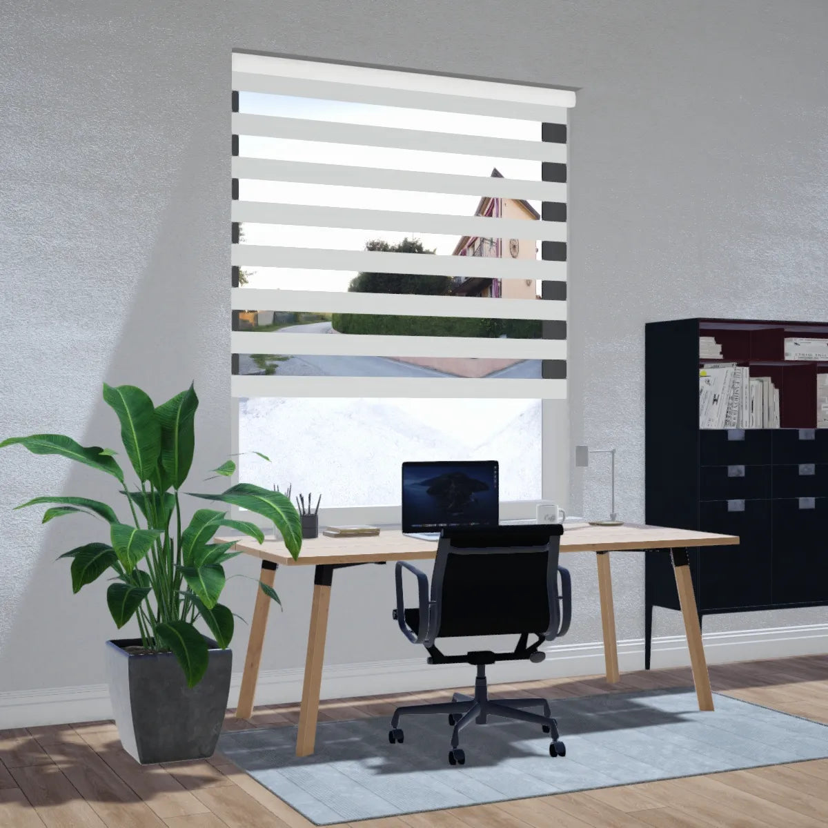 Duo rolgordijn lichtdoorlatend - Wave wit