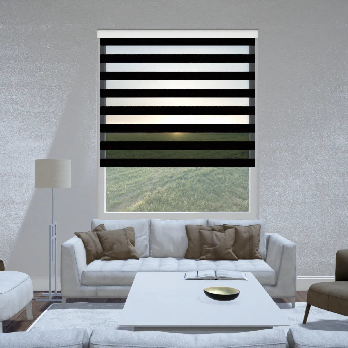 Duo rolgordijn lichtdoorlatend - Wave zwart