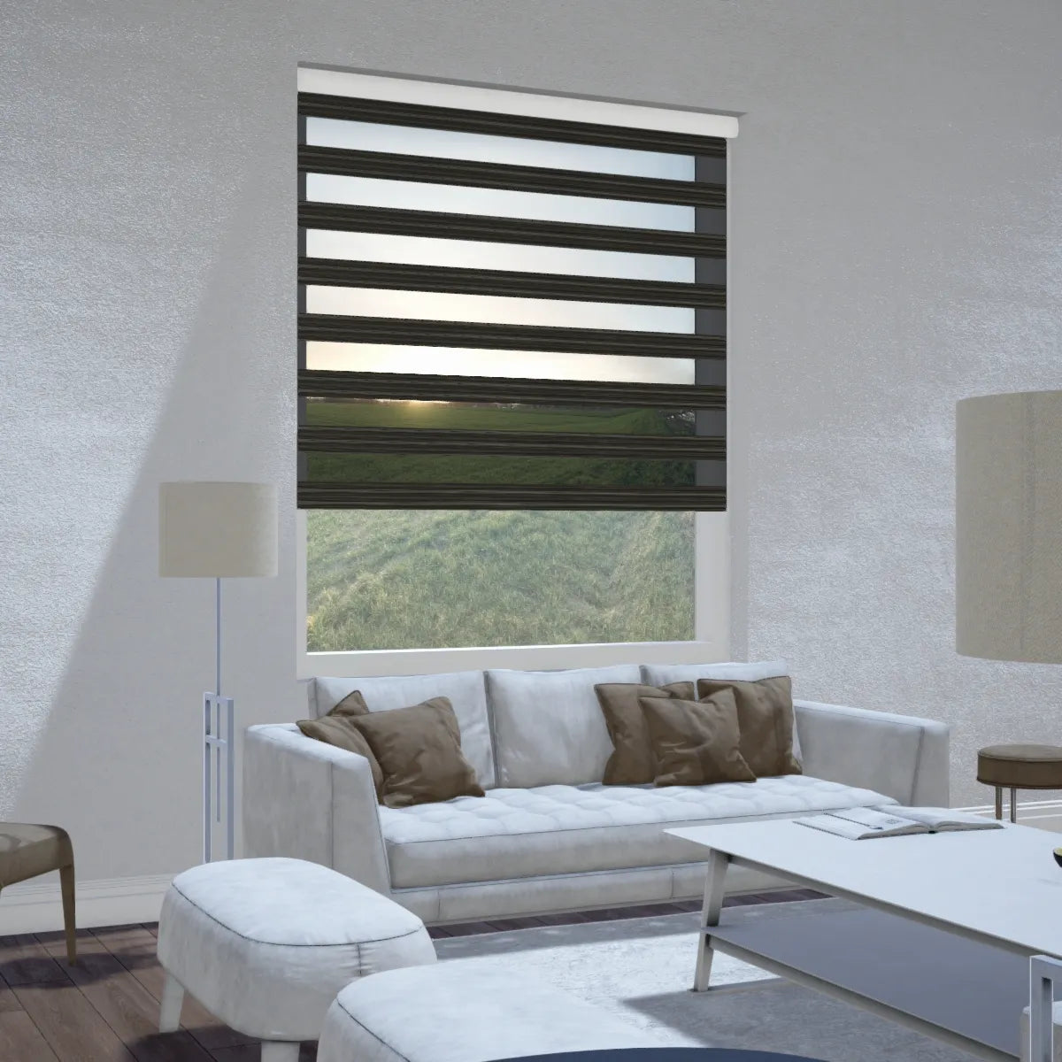 Duo rolgordijn verduisterend - Block zwart bruin