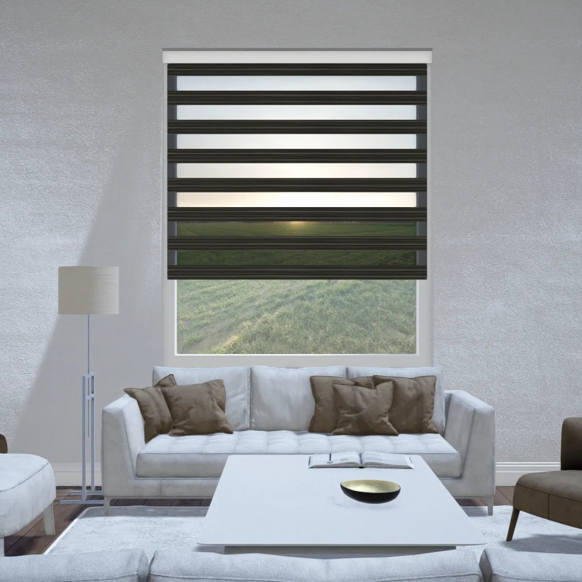 Duo rolgordijn verduisterend - Block zwart bruin