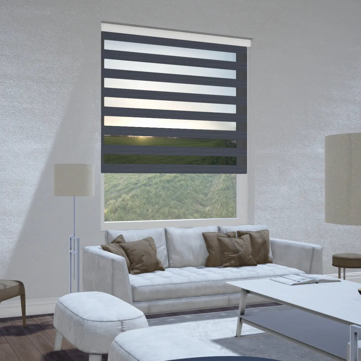 Duo rolgordijn verduisterend - Luxury grijs