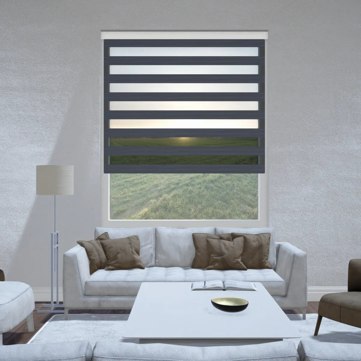 Duo rolgordijn verduisterend - Luxury grijs