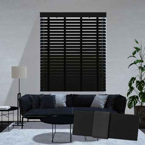 Paulownia houten jaloezie - Zwart