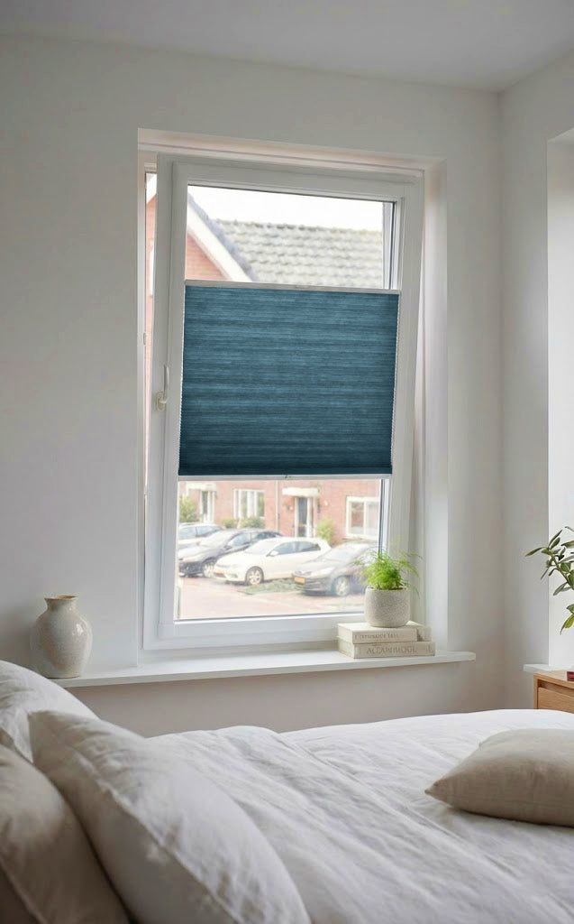 Easy Click Plisségordijn lichtdoorlatend - Luxury blauw