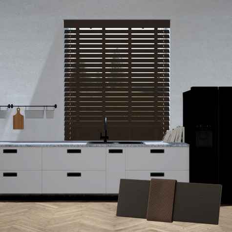 Paulownia houten jaloezie - Donkergrijs bruin
