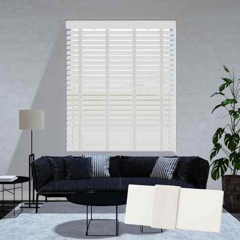 Paulownia houten jaloezie - Gebroken wit