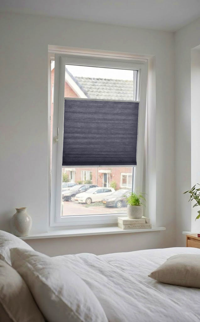 Easy Click Plisségordijn lichtdoorlatend - Pure antraciet