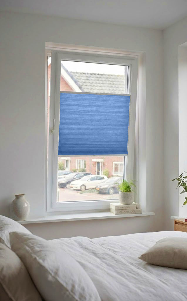 Easy click Plisségordijn lichtdoorlatend - Pure blauw