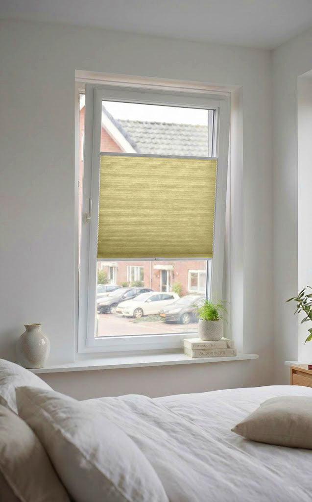 Easy click Plisségordijn lichtdoorlatend - Pure geel