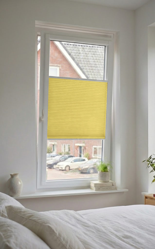 Easy click Plisségordijn verduisterend - Pure geel