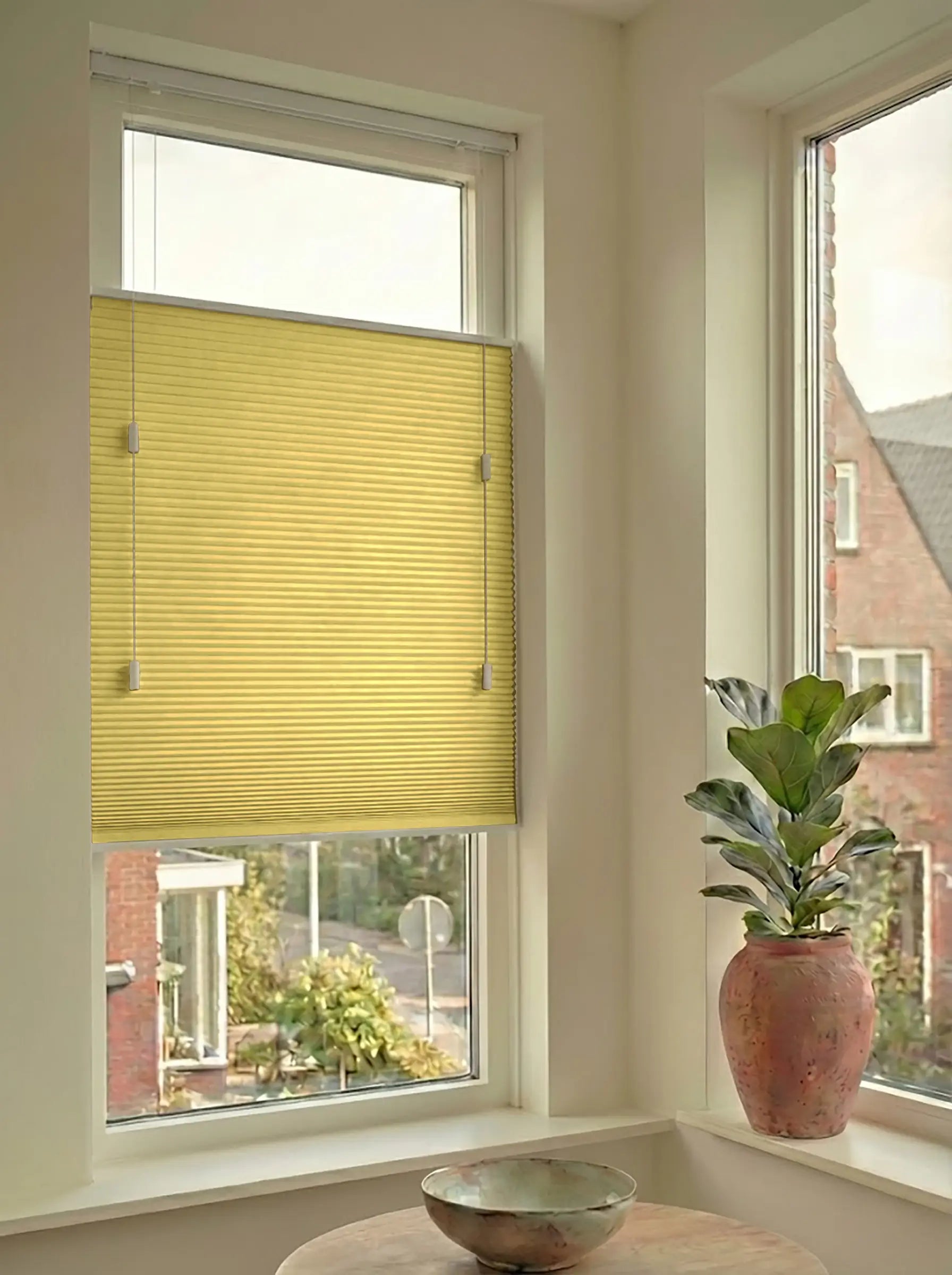 Plisségordijn standaard raam verduisterend - Pure geel