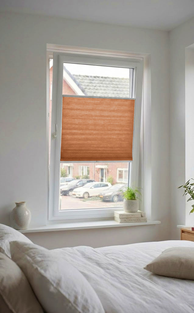 Easy click Plisségordijn lichtdoorlatend - Pure oranje